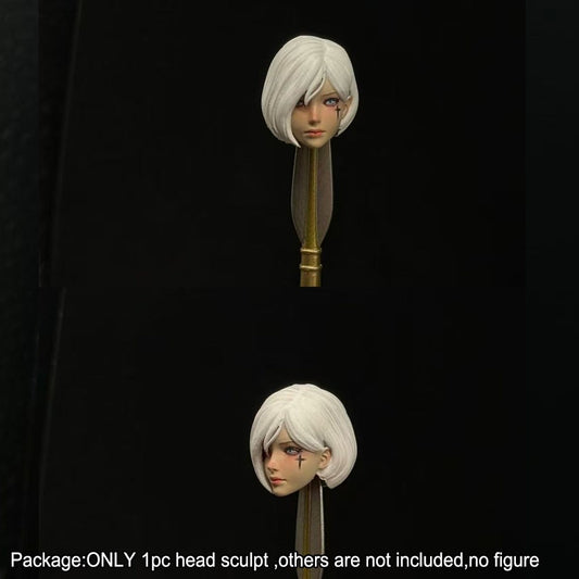 【PRE-ORDER】Premium Painted 1/18 White Hair Female Head Sculpt Fit For 3.75" Action Figure