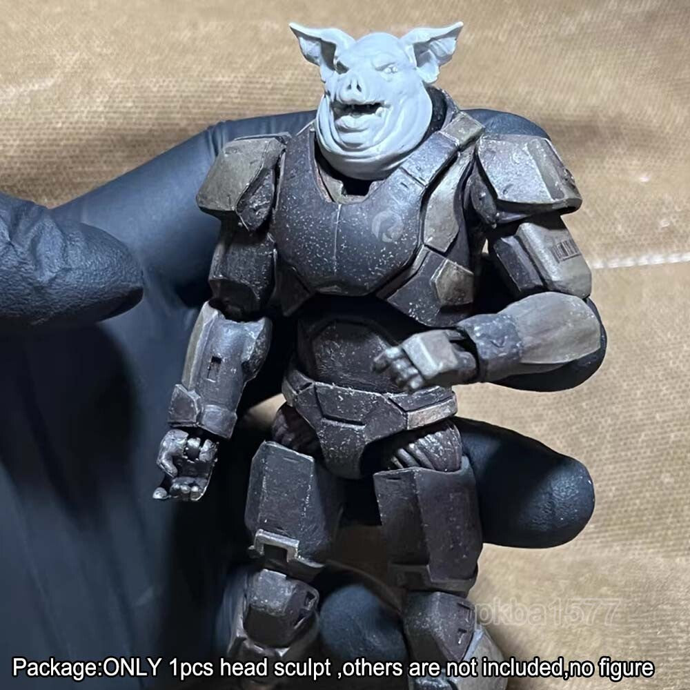 Unpainted 1/18 Pig Man Head Sculpt Model For 3.75" Acid Rain Action Figure