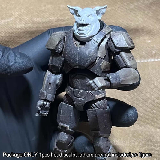 Unpainted 1/18 Pig Man Head Sculpt Model For 3.75" Acid Rain Action Figure