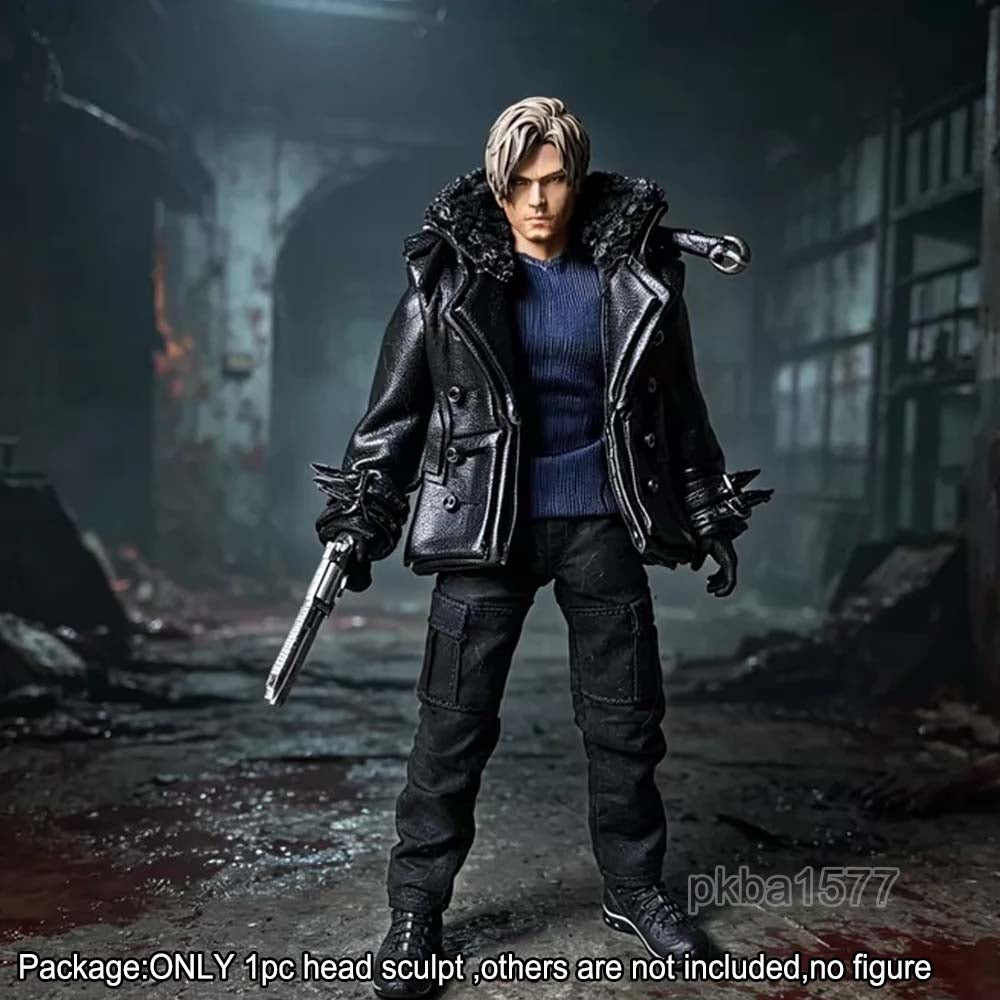 New Ver. Premium Painted 1/12 leon Man Head Sculpt Model Decor For 6" Figure