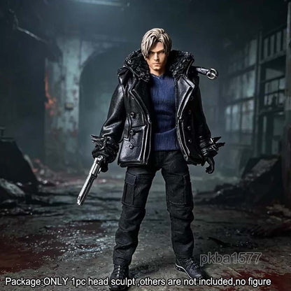 New Ver. Premium Painted 1/12 leon Man Head Sculpt Model Decor For 6" Figure