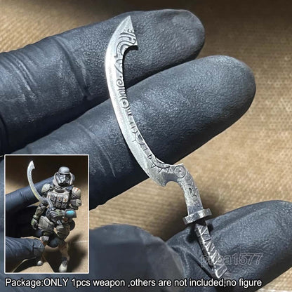 1/18 1/12 Metal Sickle-shaped Sword Weapon Decor For 3.75" 6" Action Figure