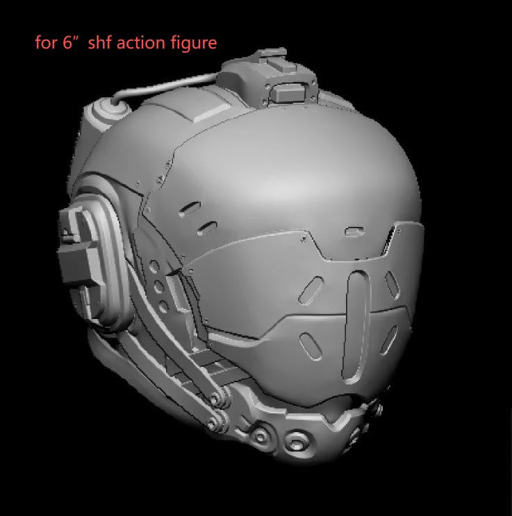 #B Unpainted 1/12 Titan fall Male Head Sculpt Soldier Head For 6" Action SHF Figure