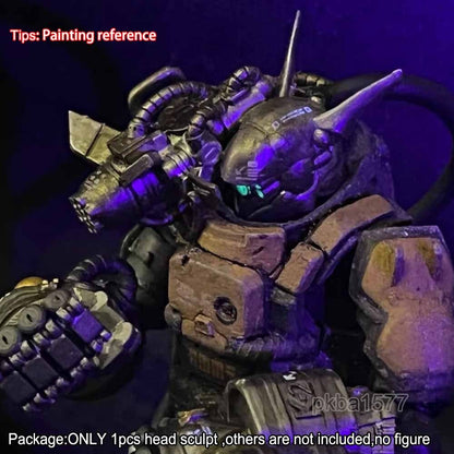 Unpainted 1/18 Man Head Sculpt with Shoulder Gun For DIY 3.75'' Action Figure