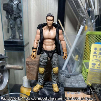 Black 1/18 Sleeveless Vest Waistcoat Coat Model For 3.75 Action Soldier Figure