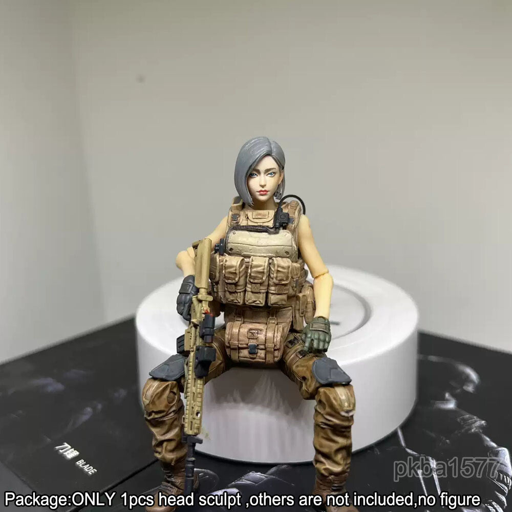 【PRE-ORDER】Premium 1/18 Gray Hair Girl Female Head Sculpt Soldier Head For 3.75" Figure