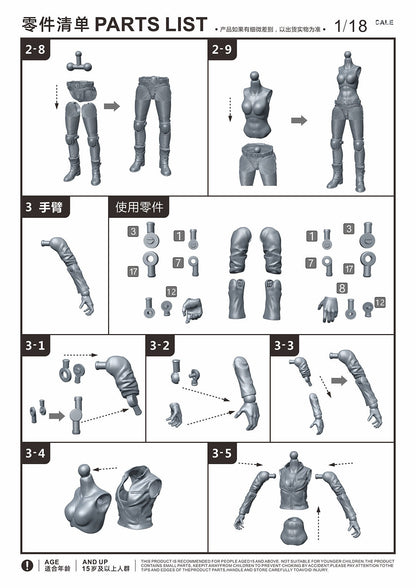 【PRE-ORDER】 Unpainted Self-assembly Set 1/18 3.75" Female Action Figure Toy Gift