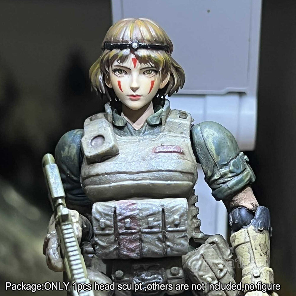 【PRE-ORDER】Premium 1/18 Beauty Girl San Head Sculpt Female Soldier Head For 3.75" Figure