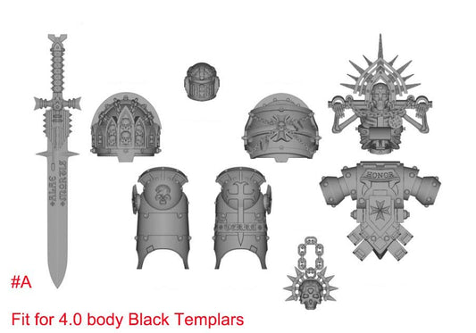 【PRE-ORDER】#A Unpainted Parts Kits For Joytoy war hammer Black Templar4.0 Body Action Figure
