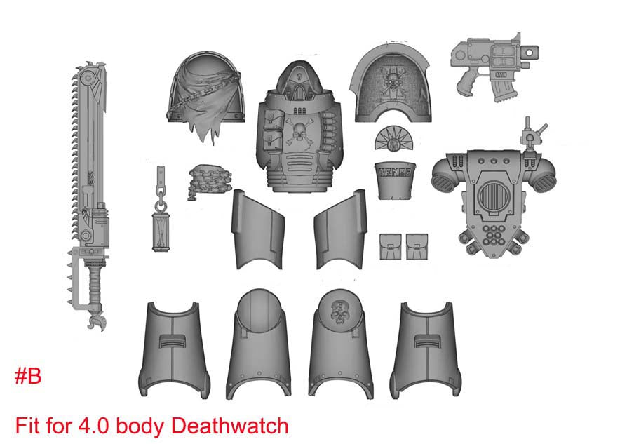 【PRE-ORDER】#B Unpainted Parts Kits For Joytoy war hammer Deathwatch 4.0 Action Figure Body