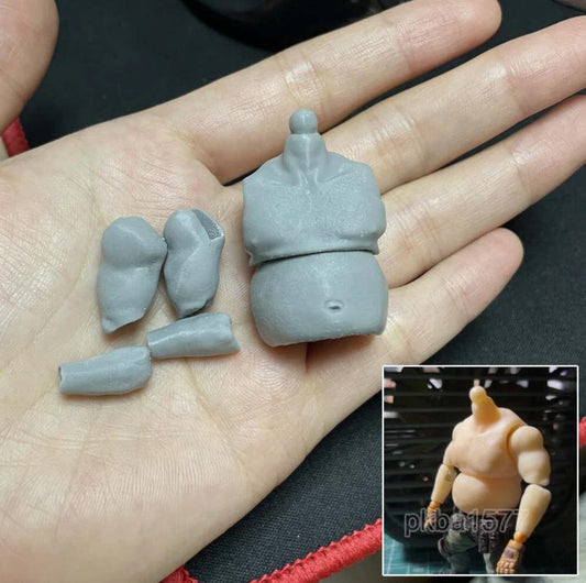 Unpainted 1/18 Single Upper Torso Model Body Arms For DIY 3.75'' Male Figure