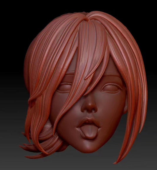 Unpainted Reze Female Girl Head Sculpt Model For 3.75” Action Figure