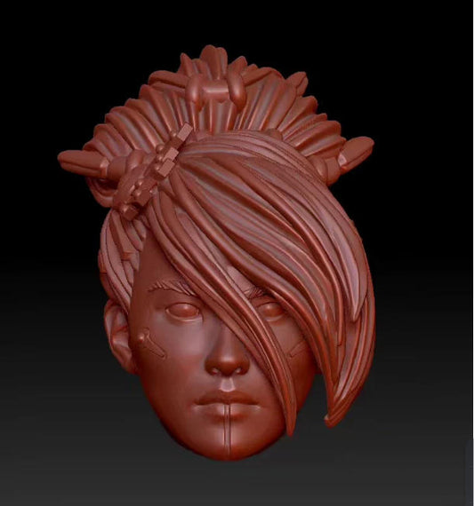 Unpainted 1/18 1/12 Punk Female Girl Head Sculpt Model For 3.75” 6" Action Figure