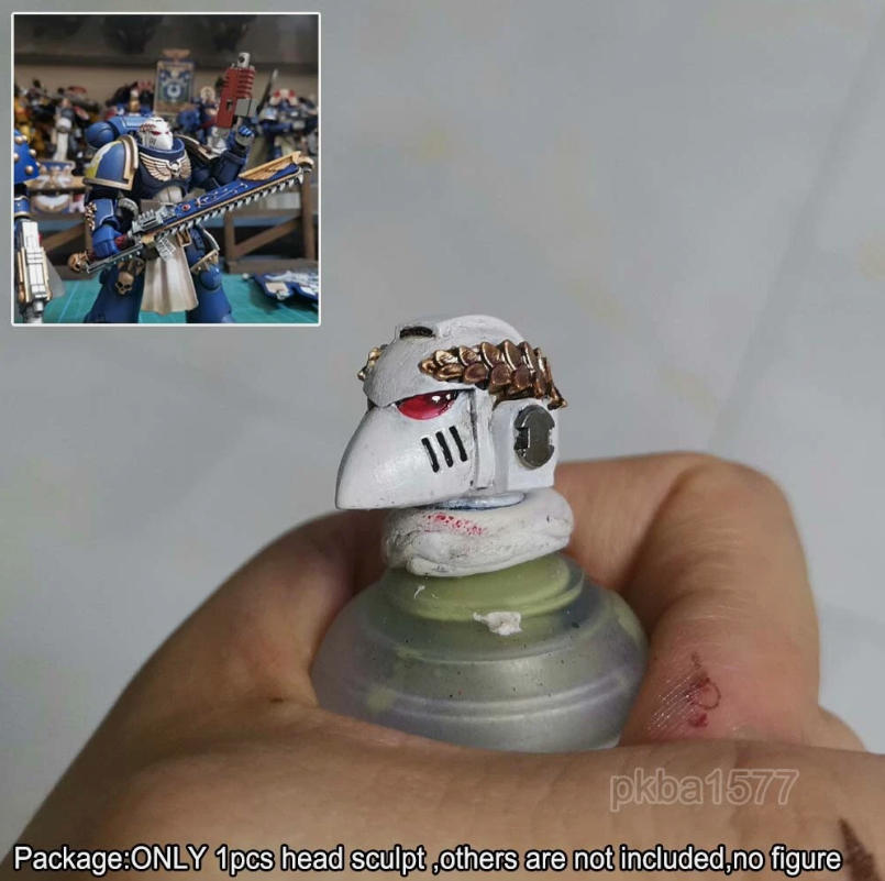 【PRE-ORDER】Premium Painted White Man Soldier Head Sculpt For Joytoy Warhammer 40k Figure