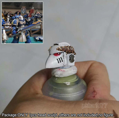 【PRE-ORDER】Premium Painted White Man Soldier Head Sculpt For Joytoy Warhammer 40k Figure