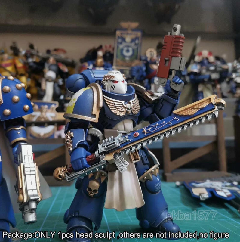 【PRE-ORDER】Premium Painted White Man Soldier Head Sculpt For Joytoy Warhammer 40k Figure