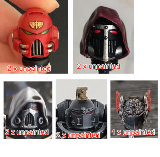 9pcs unpainted head sculpts