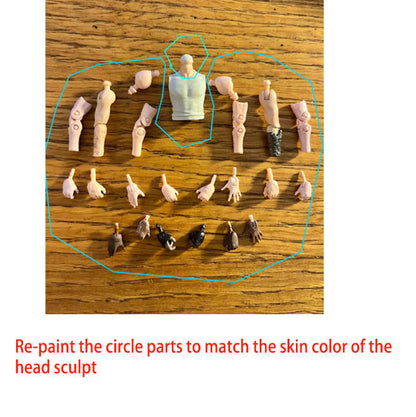 Repaint 2pcs head sculpts skin tone and Repaint body pieces