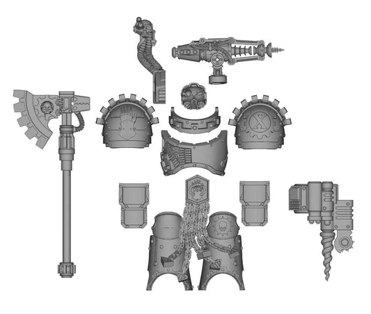 【PRE-ORDER】New iron hands symbol Unpainted Parts Kits For Joytoy war hammer Action Figure Body