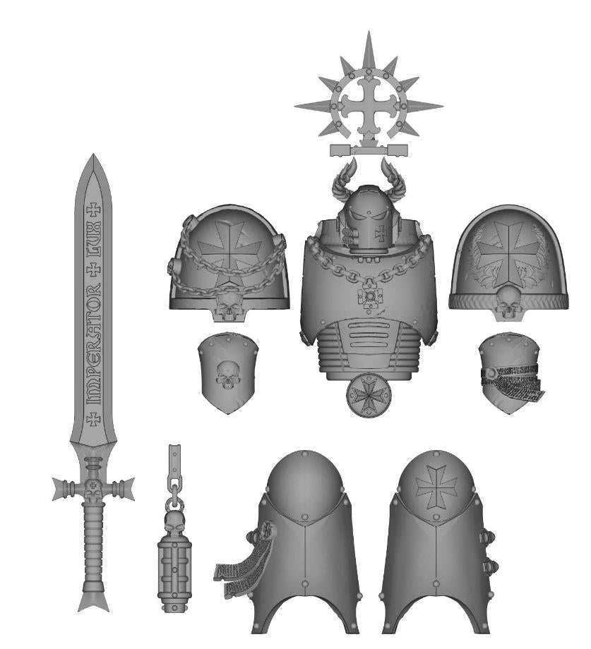 【PRE-ORDER】New Unpainted Parts Kits For Joytoy war hammer 4.0 black templar Action Figure Body