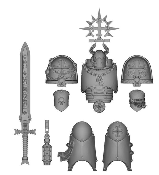 【PRE-ORDER】New Unpainted Parts Kits For Joytoy war hammer 4.0 black templar Action Figure Body