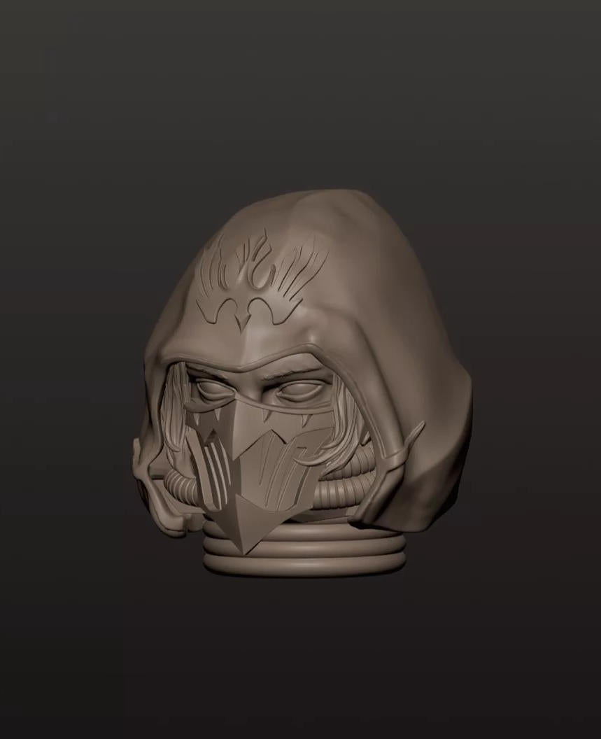 #B Unpainted Head Sculpt Model For JoyToy Warhammer 40k  Corvus Corax Raven Guard Primarch Figure