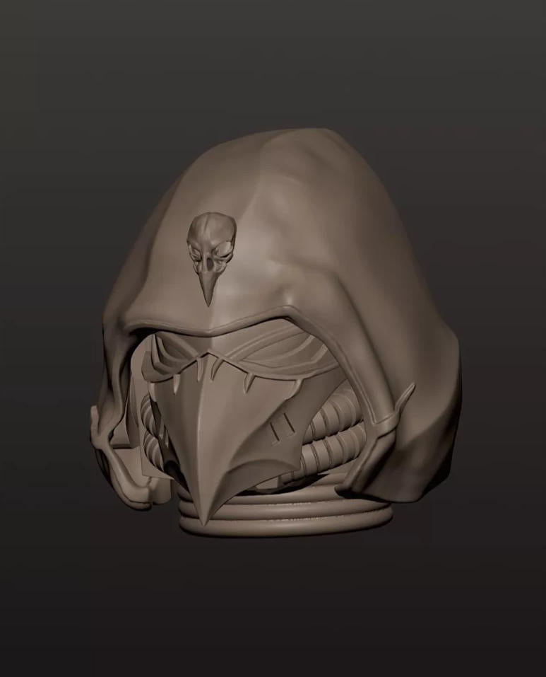 #D Unpainted Head Sculpt Model For JoyToy Warhammer 40k  Corvus Corax Raven Guard Primarch Figure