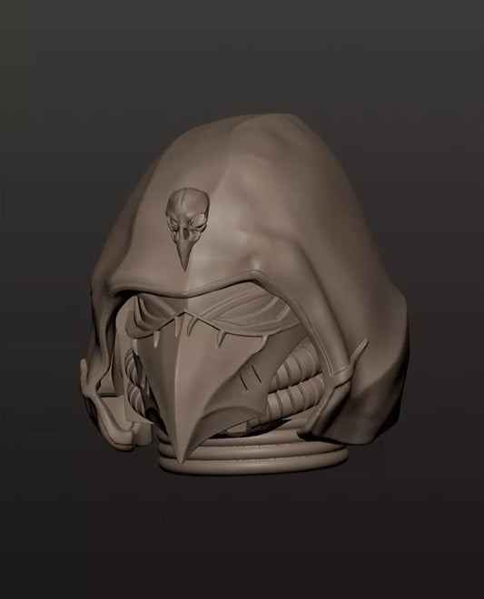 #D Unpainted Head Sculpt Model For JoyToy Warhammer 40k  Corvus Corax Raven Guard Primarch Figure
