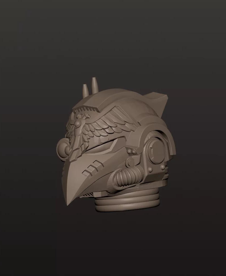 #E Unpainted Head Sculpt Model For JoyToy Warhammer 40k  Corvus Corax Raven Guard Primarch Figure