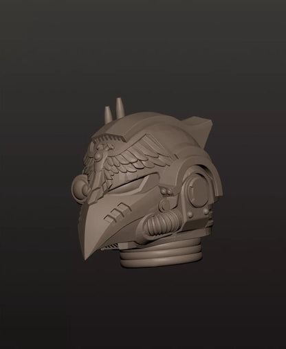 #E Unpainted Head Sculpt Model For JoyToy Warhammer 40k  Corvus Corax Raven Guard Primarch Figure