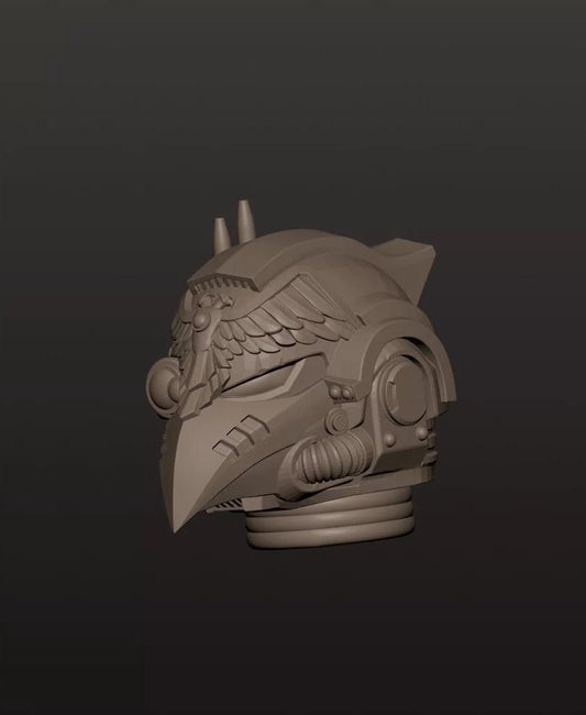 #E Unpainted Head Sculpt Model For JoyToy Warhammer 40k  Corvus Corax Raven Guard Primarch Figure