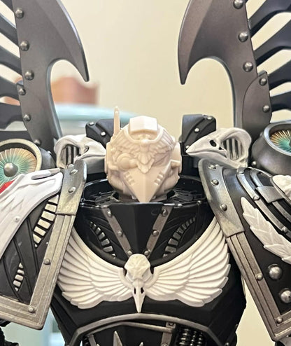 #E Unpainted Head Sculpt Model For JoyToy Warhammer 40k  Corvus Corax Raven Guard Primarch Figure