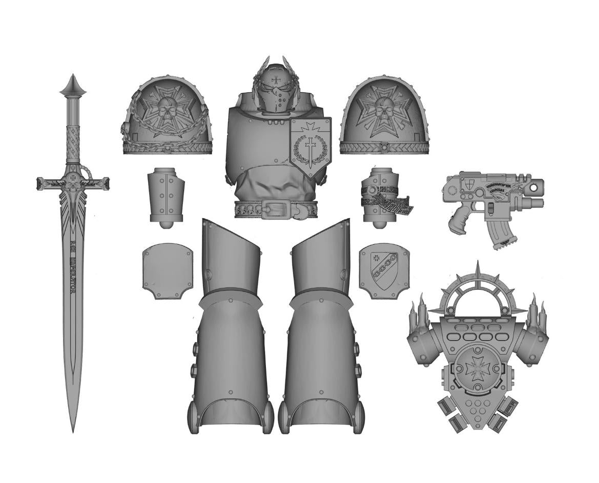 PRE-ORDER Unpainted Kits For Joytoy Warhammer 40K Space Marines Black Templars Champion 4.0