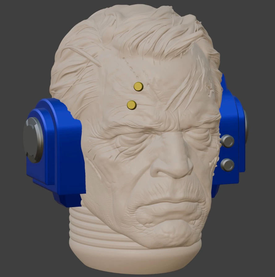 Unpainted Man Head Sculpt for JoyToy Warhammer Figure
