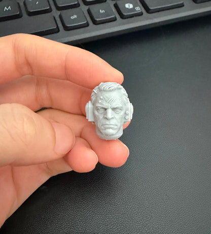 Unpainted Man Head Sculpt for JoyToy Warhammer Figure