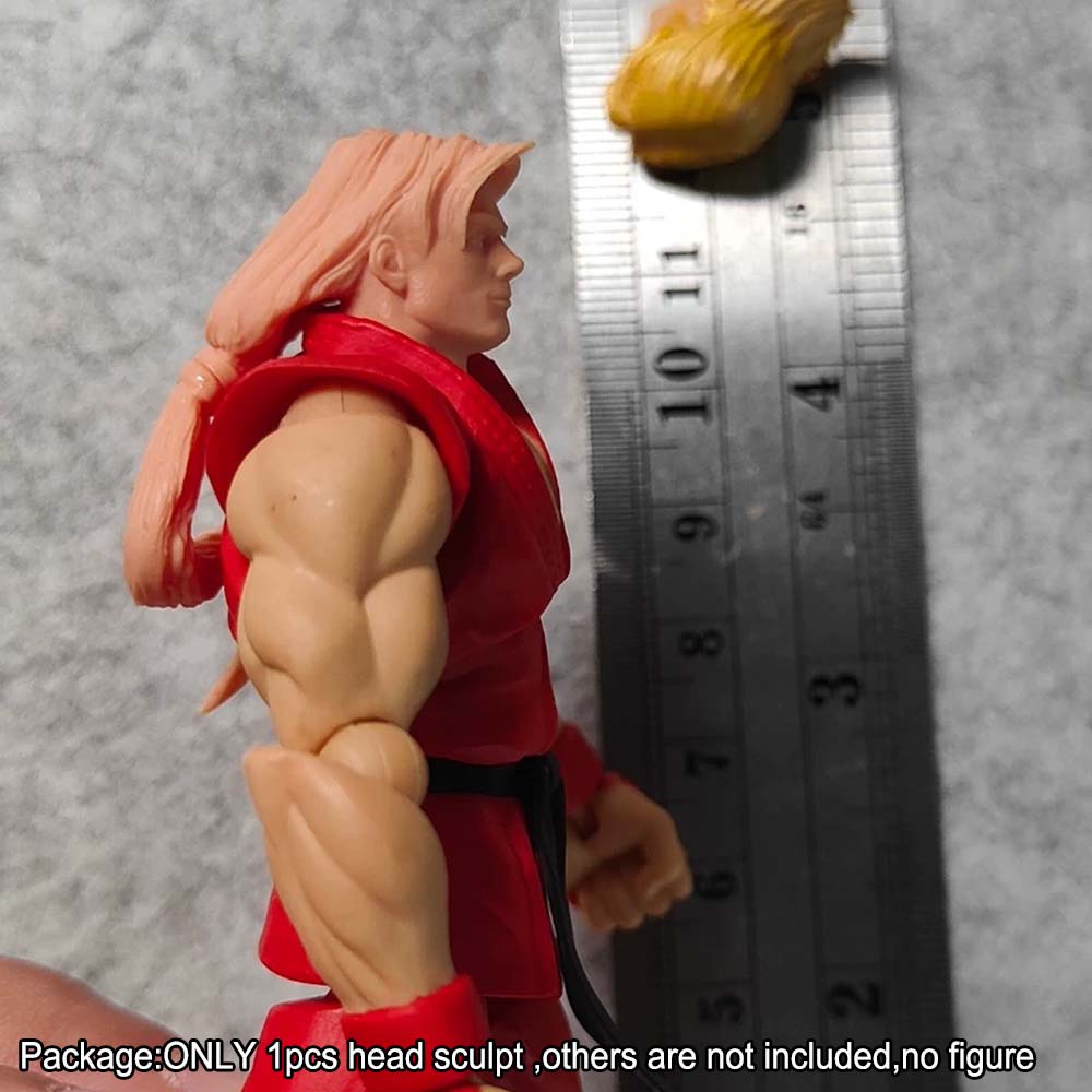 Unpainted 1/18 Blank Ken Masters Head Sculpt Model For 3.75" Action Figure