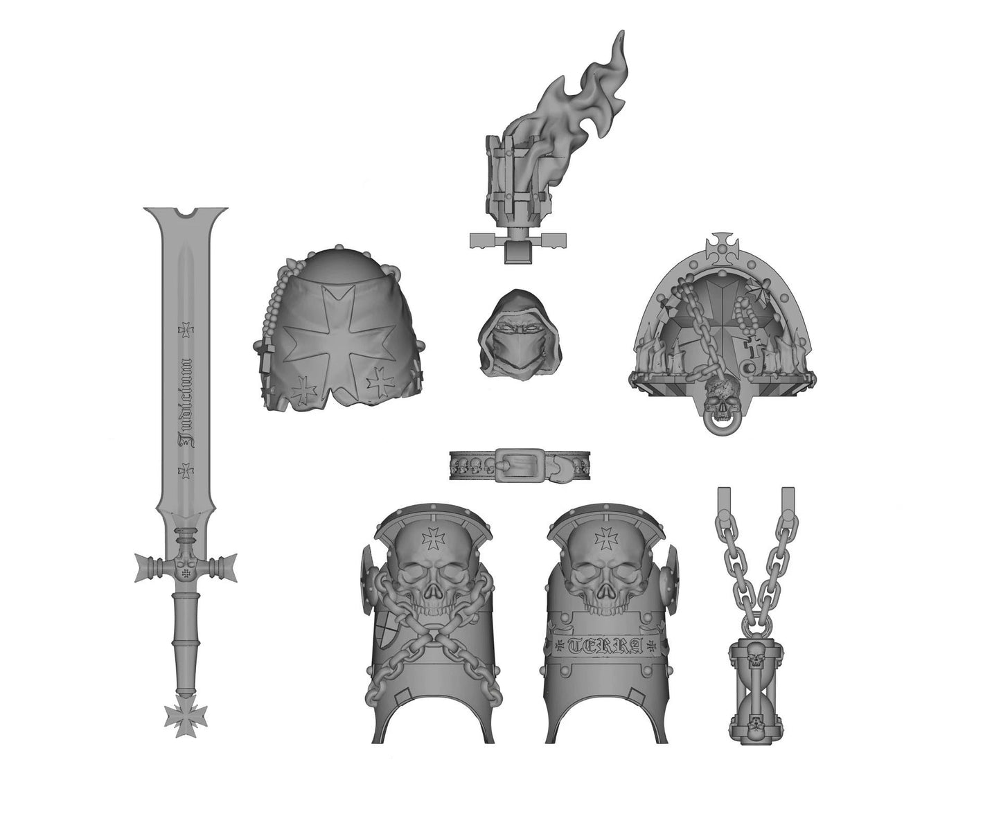 PRE-ORDER Unpainted Kits For Joytoy Warhammer 40K Space Marines Black Templars 4.0 Execrator