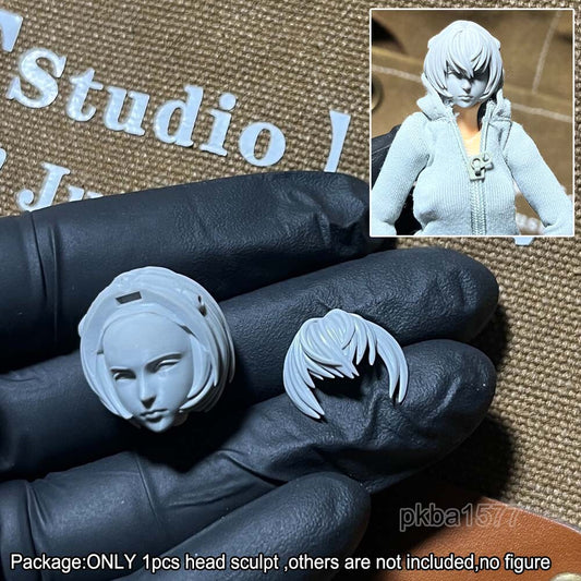 Unpainted 1/12 Female Girl Head Sculpt Model For 6" romankey Action Figure