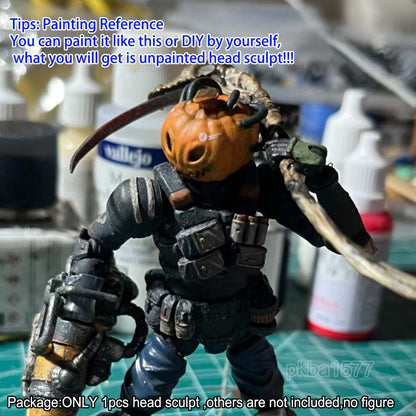Unpainted 1/18 Pumpkin Monster Head Sculpt Helmet For 3.75'' Figure Acid Rain