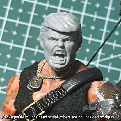 Unpainted 1/18 Shout Man Head Sculpt Soldier Head Model For 3.75'' Action Figure