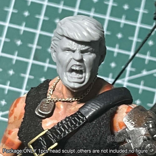 Unpainted 1/18 Shout Man Head Sculpt Soldier Head Model For 3.75'' Action Figure