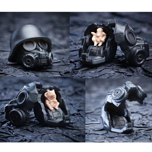 For 3.75" Figure Unpainted 1/18 Man with Helmet Driver Head Sculpt Blank Head