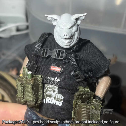 Unpainted 1/18 Pig Man Head Sculpt Model For 3.75" Acid Rain Action Figure
