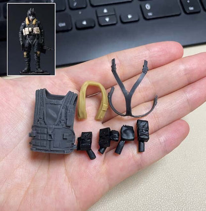 Unpainted 1/18 Body Armor Vest Collar Pouches Straps For 3.75" Action Figure