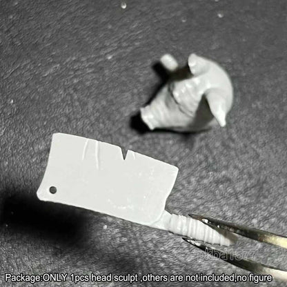 Unpainted 1/18 Pig Man Head Sculpt Helmet w Knife For 3.75'' Action Figure