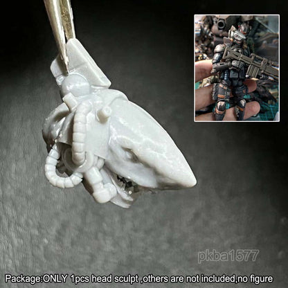 Unpainted 1/18 Shark Head Sculpt Male Helmet For 3.75'' Figures Acid Rain Joytoy