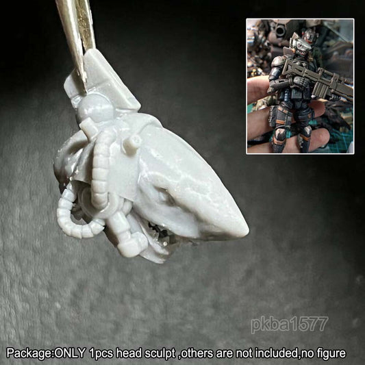 Unpainted 1/18 Shark Head Sculpt Male Helmet For 3.75'' Figures Acid Rain Joytoy