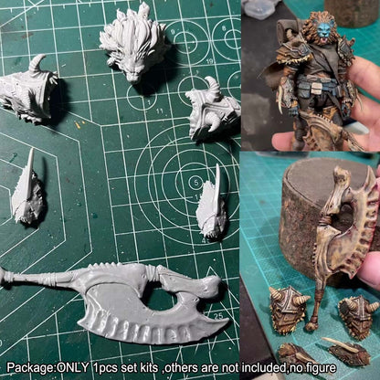 Unpainted 1/18 Lion Head Sculpt Knife Shoulder Arm Covers For 3.75'' Figure