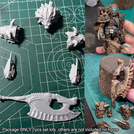 Unpainted 1/18 Lion Head Sculpt Knife Shoulder Arm Covers For 3.75'' Figure