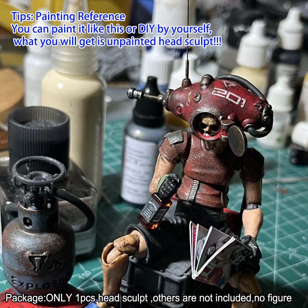 Unpainted 1/18 Punk Head Sculpt Male Helmet For 3.75'' Figures Acid Rain Joytoy